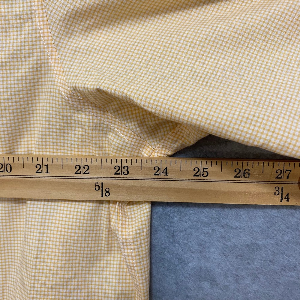 LL BEAN Men's L Regular Traditional Fit Short Sleeve Button Down Yellow Check - Picture 5 of 6